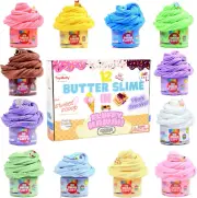 Fluffy Slime Kit for Boys Girls, 12 Color Soft Scented Slime Ice Cream Making Se