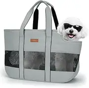Portable Pet Tote Bag for Summer – Stylish Mesh Design with Comfortable Carry Handles for Dogs and Cats, Spacious and Breathable Carrier for Pet Travel，Gray