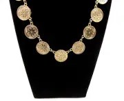 Charter Club Floral Gold-Tone Frontal Necklace Cut-out Disc Two-Tone Retail $49