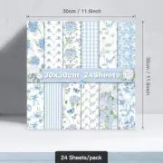 WLXTREE Blue Floral Scrapbook Paper,24 Sheets Double Sided Light Bule Scrap Book