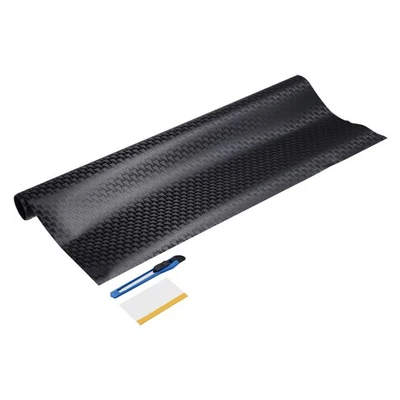 1Set Carbon Fiber Vinyl Wraps 12" x 3.3ft Self-Adhesive W Scraper Black
