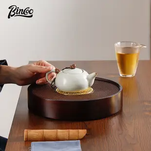 BINCOO 茶盤 家用實木小型茶托盤 幹泡茶托 儲蓄水圓形茶海 茶具