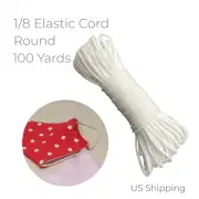 100 Yard Round Elastic band 1/8" (3mm) White Elastic cord string Earloop
