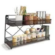 2 Tier Metal Kitchen Counter-top or Wall Mount Spice Rack, Jars Storage Classic