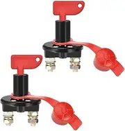 AIMALL 2PCS 12V 24V Battery Disconnect Isolator Kill Switch with Key, 400A Power Cut Off for Car, Marine, Boat, Waterproof Cover, Anti-Theft Protection, 2.2"x2.2"x2.8"