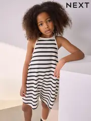 White/Black Stripe 100% Cotton Palm Print Playsuit T-Shirt (3-16yrs) (AG5753) | $31 - $44
