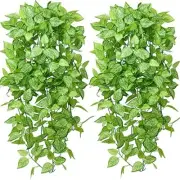 2 Pack Artificial Hanging Ivy Plants Fake Ivy Vines for Outdoor UV Green