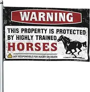 Bar For Man Cave Warning This Property Is Protected By A Highly Trained Horses Flag Car Flags For Room Man Cave Flags(152X244CM)