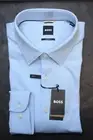 Hugo Boss Mens HAL Kent Casual Fit Pastel Blue Jersey Cotton Dress Shirt 42 16.5