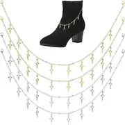 [Hobbspring] 4Pcs 2 Colors Shoe Charms Chains 16.93 inch(43cm) Star Shoelace Chain DIY Decorative Casual Shoes Chains with Lobster Claw Clasp for Boot Sneaker Bag Handbags Pants Decoration