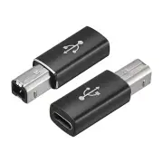 USB C Female to MIDI Convert Adapter, Type-C to USB B Adapter Black, 2pcs