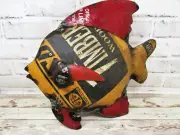 Rustic 13" Long Repurposed Recycled Scrap Metal Red & Yellow Angelfish Statue
