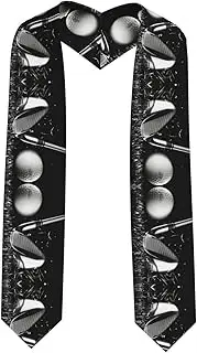 [JEJEA] Black and White Golf print Graduation Stole Class of 2025 Unisex Adults Graduation Sash Honor Graduation Stole for College