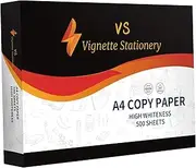 Vignette Stationery 1x Ream Premium A4 Printing Copy Paper, 80GSM, 500 Sheets, White, for Office School Home Study Work Fast Smooth Printing 125 Sheets Per Minute Easy Go Through Printer