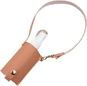 harayaa Portable Mini Travel Empty Bottle Spray Bottle Bag Holder with PU Leather Keychain for Work Shopping Malls Home, Orange Pink