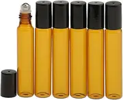 Baosity 6 Pack - Roll on Glass Bottles - 10ml - for Essential Oils, Aromatherapy and Perfume - Metal Roller