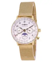 Zeppelin LZ129 Hindenburg Moonphase Day/Date Silver Dial 7039M1 30M Ladies Watch