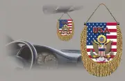 USA REAR VIEW MIRROR WORLD FLAG CAR BANNER PENNANT