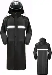 [KEOYA] Mens Long Hooded Safety Rain Jacket Reflective Emergency Raincoat Poncho High Visibility Rain Suits