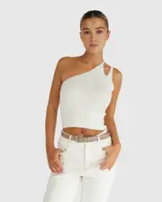 [Belle & Bloom] Symphony Double Strap Knit Crop - Cream