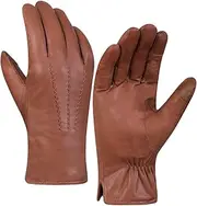 [Harssidanzar] GM040EU Men's Leather Gloves Fleece Lining Touchscreen