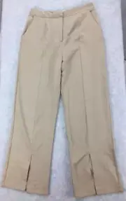 COTTON ON SIZE 14 WOMENS BEIGE BROWN STRETCH ROY SPLIT HEM PANTS POCKETS NEW TAG