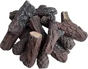 10 Piece Gas Fireplace Log Set, Small Simulated Ceramic Firewood Decoration for Gas Ethanol Electric Fireplaces, Indoor or Outdoor Fireplaces, Fire Pits