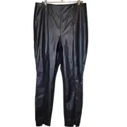NWT Bar III Vegan Leather Contrast Skinny Table Leggings Vented Black Medium