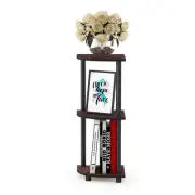 Furinno Turn-N-Tube Wood 3-Tier Corner Display Rack in Dark Cherry/Black