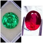 Natural Emerald & Ruby 8 to 10 Ct Certified Loose Gemstone Mixed Pair RM178