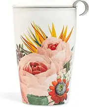 [Tea Forte] Jubilee Kati Steeping Cup, Ceramic Tea Infuser Cup with Lid & Stainless Steel Loose Leaf Tea Infuser