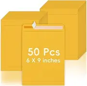 50 Pack 6x9 Envelopes Self Seal, Brown Kraft Catalog Mailing Envelopes 6 x 9 Manilla Envelopes for Mailing, Organize, Storage, Home, Office Business