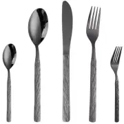 Matte Black Silverware Flatware Set for 12, Modern Stainless Steel Cutlery Se...
