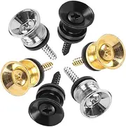 Kisangel 6Pcs Guitar Metal Button Strap Locks with Installation Screws Easy to Install Locking Pin Buckles for Classical Electric Guitar and Bass Compatible with Ukulele