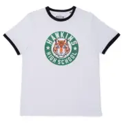 Stranger Things Badge Ringer T-Shirt - White/Black