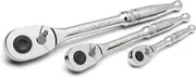 SATA 3-Piece Quick-Release Ratchet Set with Teardrop Head, Full-Polished Chrome Solid Handle, 1/4, 3/8, 1/2-Inch - ST14901U