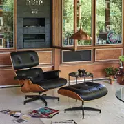 Eames Replica Lounge Chairs & Ottoman Mid-Century Italy Genniue Leather Office Swivel Chair -Palisander