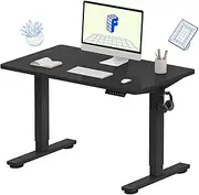 Flexispot Height Adjustable Desk, 100×60cm Whole-Piece Desk Board Electric Sit Stand Desk Home Office Table Standing Desk Black Frame+100cm Blacktop