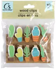Cactus Mini Craft Wood Clips Clothespins Fiesta Decorative Peg Pin Ships Fast!