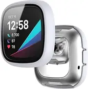 BBZ versa3 Case，Glass Protective Film + Hard Plastic Bezel, All-round Protection Compatible with Fitbit versa3, sense