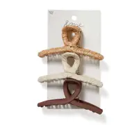&me Women's Mixed Claw Clip 3 Pack - Brown & White
