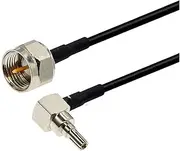 2Pcs F-Batch Male to Double CRC9/TS9 Male 90 Degree Connector 50 Ohm RG174 Tail Fiber Modem Extension Cable Coaxial Jumper(F M to CRC9 M90,2M)