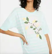 NEW PETER ALEXANDER SUMMER SLEEP TEE MINT STRIPED NIGHTIE WOMENS MEDIUM M $79.95
