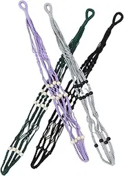 POPETPOP 4 Pack Boho Style Macrame Plant Hangers Hanging Flower Pot Rope Net for Decor Wall Flower Pot Hanger Holder Artistic Decorative