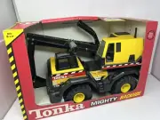 Tonka Mighty Backhoe Truck #93931 Pause, Swivels 360° Made W Steel 20”Lx 14” T