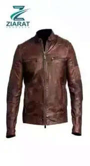 Rebel | Men's Brown Cafe Racer Sheepskin Leather Jacket By Ziarat Products