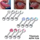 4pc F136 Titanium Crystal Opal Tongue Bar Barbell Nipple Piercing Jewellery Set