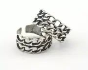 Chain Ring Antique Silver Plated brass (18mm 8US inner size - Adjustable ) 3063