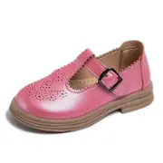 Nevenka Toddlers Girls Brogues Shoes T-Strap Hook & Loop Retro Flats-Pink
