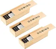 Abaodam 3 Sets Black Wooden Domino Building Blocks Educational Stacking for Ages and Safe Wooden Domino Board Games with Convenient Storage Case